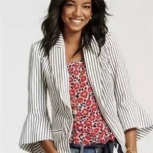 CABI Striped Bell Sleeve One Button Blazer #5295